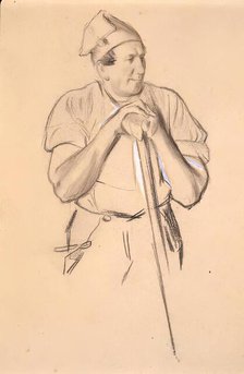 Study of a  Fisherman verso:Study of a Girl In Mid-Victorian Dress, 1850-1891. Creator: Charles Samuel Keene.