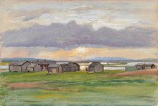 Buildings on the beach (Muonio), 1929. Creator: Eero Jarnefelt.