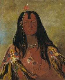 H'co-a-h'co-a-h'cotes-min, No Horns on His Head, a Brave, 1832. Creator: George Catlin.