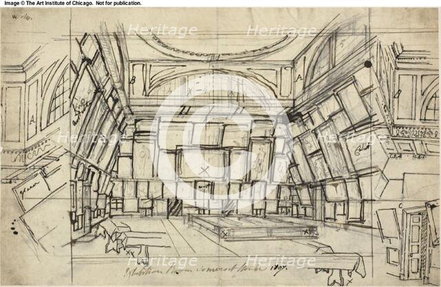 Study for Exhibition Room, Somerset House, from Microcosm of London, c. 1808. Creator: Augustus Charles Pugin.