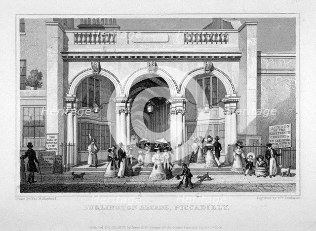 Burlington Arcade, Westminster, London, 1828. Artist: William Tombleson