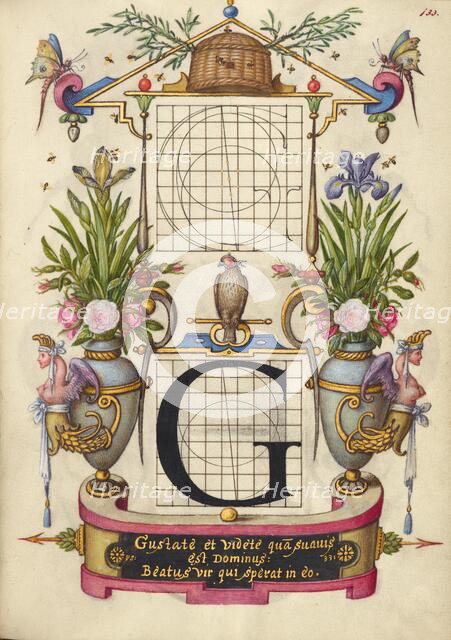 Guide for Constructing the Letter G; Mira calligraphiae monumenta, about 1591-1596. Creator: Joris Hoefnagel.