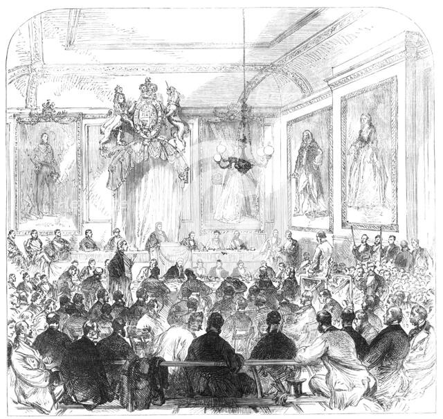 Trial of the Windsor Election Petition in the Townhall, Windsor, 1869. Creator: Unknown.
