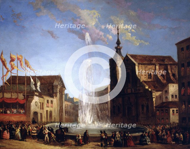 The Lozoya water supply to the fountain of San Bernardo Street', 1858, oil by Eugenio Lucas Veláz…