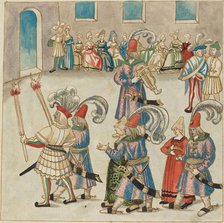 Two Dancing Couples Led by Torch-bearing Knights, c. 1515. Creator: Unknown.