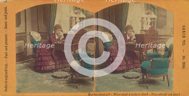 Que lui dirai-je? - What shall I write to him? - Was schreib' ich ihm?, about 1860. Creator: Unknown.