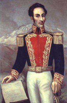 Simon Bolivar 'The Liberator' (1783-1830), military and hero of the American Revolution.