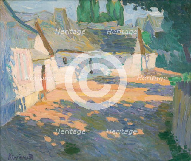 In the morning sun, (village courtyard), c1910. Creator: Konstantín Kövári-Kacmarik.
