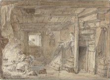 Interior of a Farmhouse with Figures, late 18th century. Creator: Hubert Robert.