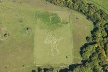 The Cerne Abbas Giant chalk hill figure and the Trendle enclosure earthwork, Dorset, 2015. Creator: Historic England.