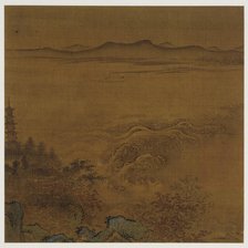 River landscape: a pagoda, foaming rapids, distant hills, Ming dynasty, 1368-1644. Creator: Unknown.