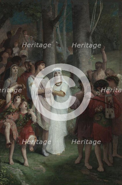 Esquisse pour la salle des mariages la mairie du 7ème arrondissement : La demande..., 1876. Creator: Emile Levy.