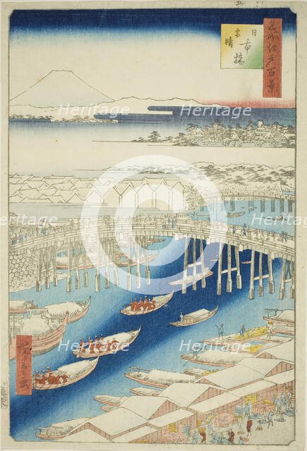 Clear Weather After Snow at Nihon Bridge (Nihonbashi yukibare), from the series "One Hundred...,1856 Creator: Ando Hiroshige.
