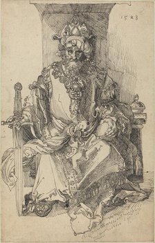An Oriental Ruler Seated on His Throne, 1523. Creator: Albrecht Durer.