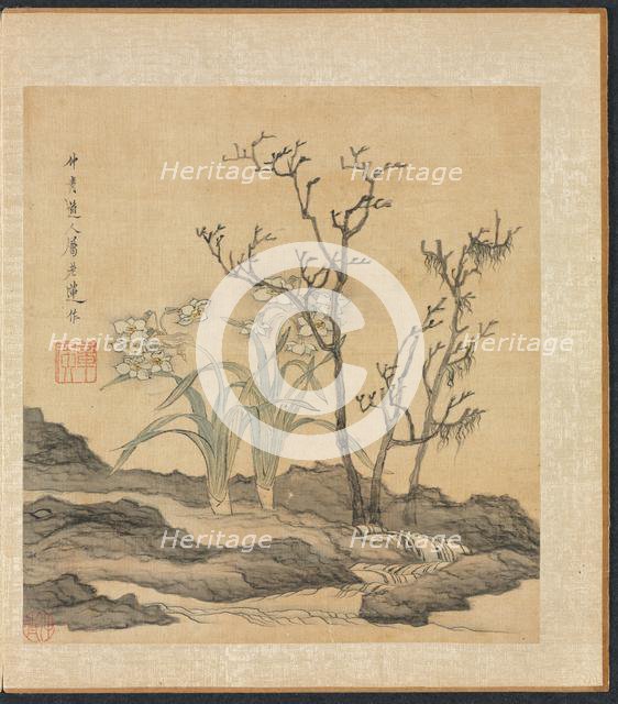 Paintings after Ancient Masters: Narcissus and Bare Trees, 1598-1652. Creator: Chen Hongshou (Chinese, 1598/99-1652).