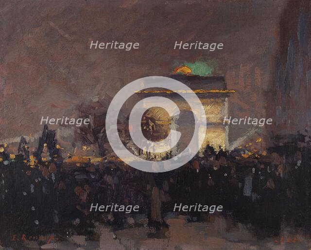 11 novembre 1920. Installation des cendres du soldat inconnu sous l'Arc de Triomphe de..., 1920. Creator: Jules Ernest Renoux.