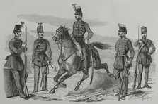 Hungarian Cavalry and Infantry in 1849 (1856). Creator: Ange-Louis Janet.