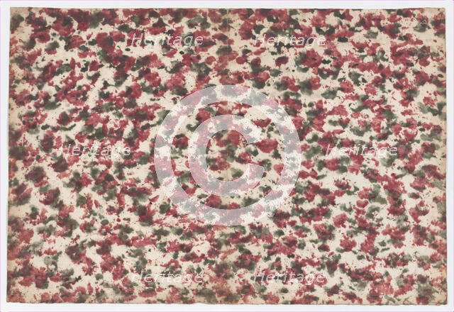 Sheet with overall green and red splotchy design, 19th century. Creator: Anon.