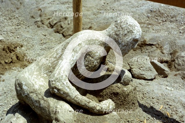 Person killed by the Pompeii eruption, 79 AD. Creator: Unknown.
