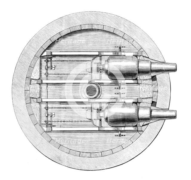 Plan of Captain Scott's turret gun-carriage in the Glatton, 1871. Creator: Unknown.