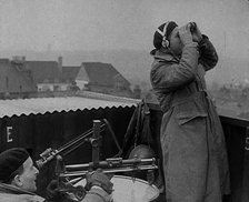 Two Royal Observer Corps Members in a Lookout Post, 1940. Creator: British Pathe Ltd.