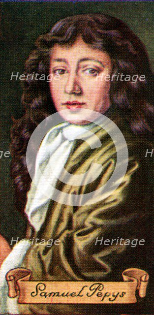 Samuel Pepys, taken from a series of cigarette cards, 1935. Artist: Unknown