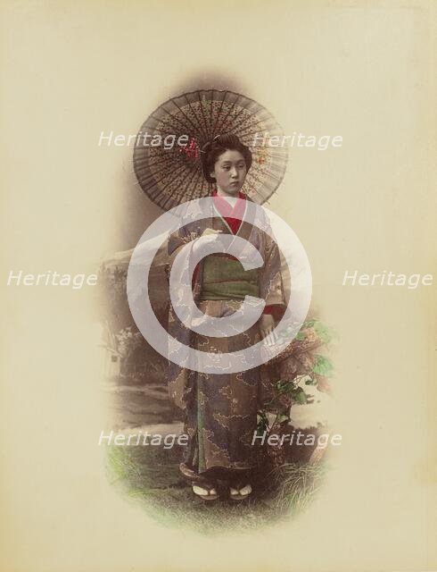 Woman with Parasol, 1870s-1890s. Creator: Kusakabe Kimbei.