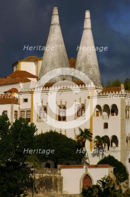 View of the conical chimneys, National Palace (Palacio da Vila), Sintra, Portugal, 2008.  Creator: Unknown.