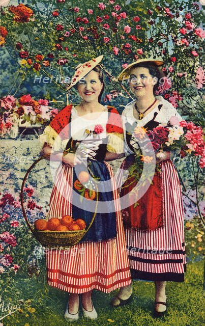 Niçoises in the countryside, Cote d'Azur, 1939. Creator: C.T. Howard.