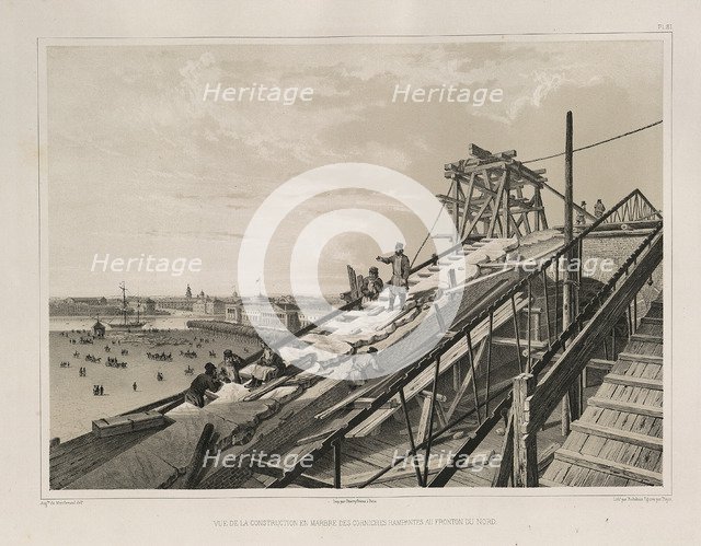 The Cornice Construction (From: The Construction of the Saint Isaac's Cathedral), 1845. Artist: Montferrand, Auguste, de (1786-1858)