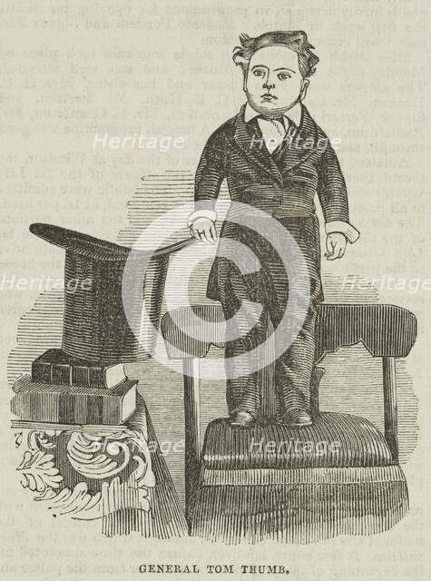 General Tom Thumb, a popular stage performer of very small stature, 1844. Creator: Unknown.