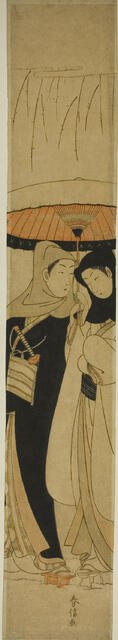 Lovers under an Umbrella in the Snow, c. 1767/68. Creator: Suzuki Harunobu.