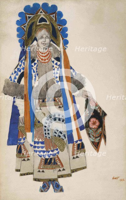 Costume design for the Vaudeville Old Moscow at the Théâtre Femina in Paris, 1922.