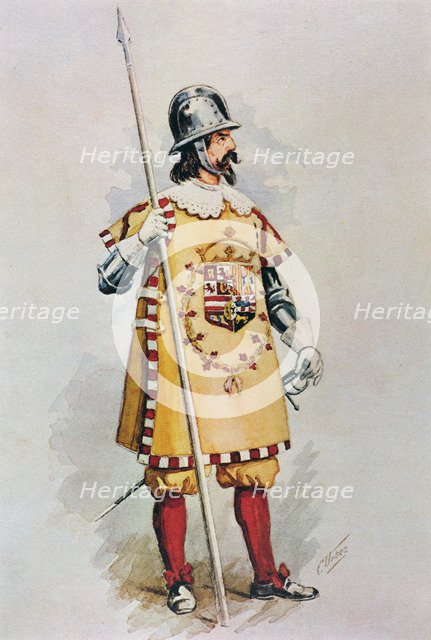 Reign of Philip IV, pikeman Uniform from the Coronelia of the King's Guard, 1634-1662.