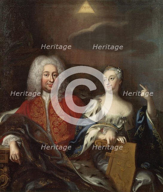 Fredrik I, 1676-1751, King of Sweden and his wife Ulrika Eleonora d.y.1688-1741, Queen of..., 1733. Creator: Georg Engelhard Schroder.