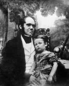 Charles Darwin and his son, Down House, Downe, Kent, 1842.  Artist: Unknown.
