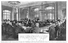 'La séance historique du 7 mai 1919 a Versailles; les plenipotentiaires allemands..., 1919. Creator: Unknown.