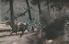 'La bataille de Champagne; Sur la route de Souain a Somme-Py: un marmite', 1915 (1924). Creator: Unknown.