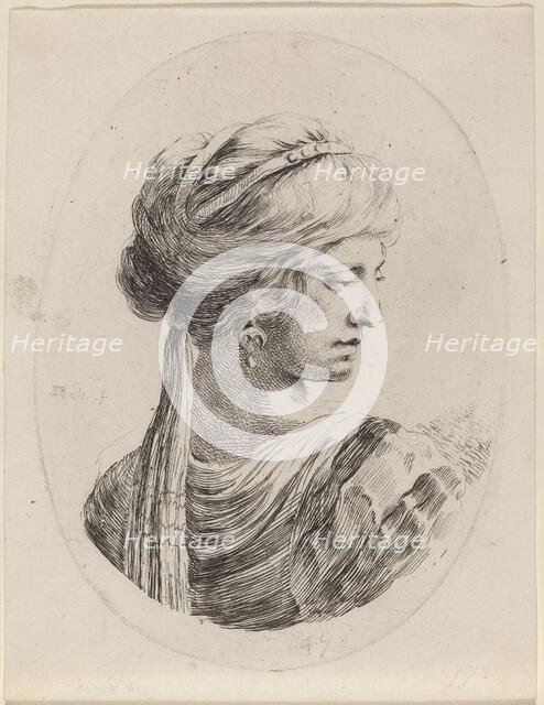 Sultaness in a Veiled Turban, Seen from Behind, 1649/1650. Creator: Stefano della Bella.