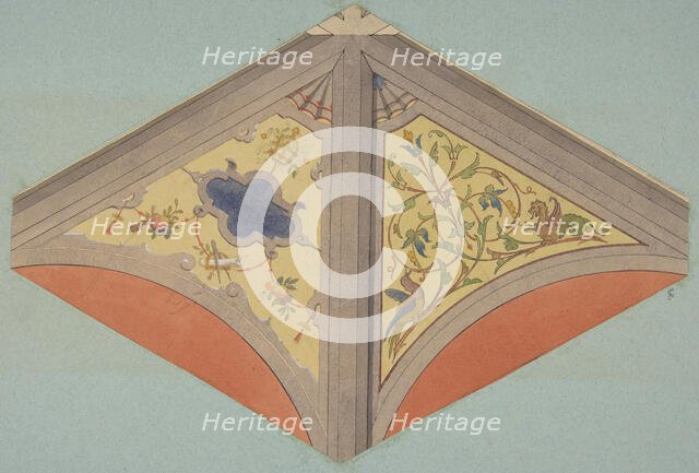 Designs for the painted decoration of a vaulted ceiling, 1830-97. Creators: Jules-Edmond-Charles Lachaise, Eugène-Pierre Gourdet.