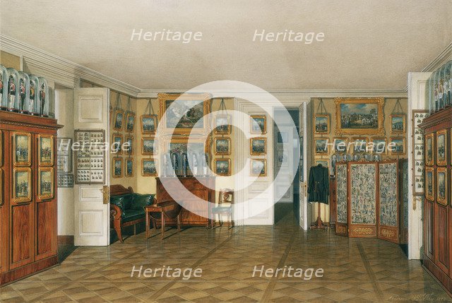 Interiors of the Winter Palace. The Valet Room of Emperor Alexander II, 1874. Artist: Hau, Eduard (1807-1887)