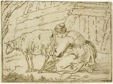 Woman Milking an Ewe, n.d. Creator: Cornelis van Noorde.