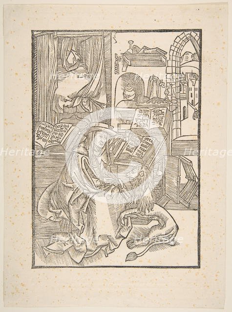 Saint Jerome Extracting a Thorn from the Lion's Foot, Lyons, 1508 (copy).n.d. Creator: Unknown.