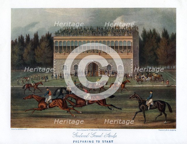 'Goodwood Grand Stand, Preparing to Start', 1836. Creator: Richard Gilson Reeve.