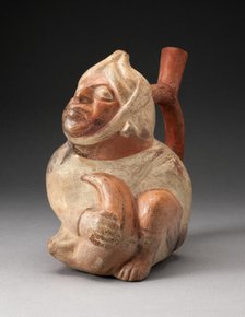 Handle Spout Vessel in the Form of a Seated Man, 100 B.C./A.D. 500. Creator: Unknown.