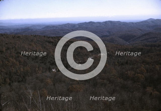 View in the mountains along Skyline Drive in Virginia, ca. 1940. Creator: Jack Delano.