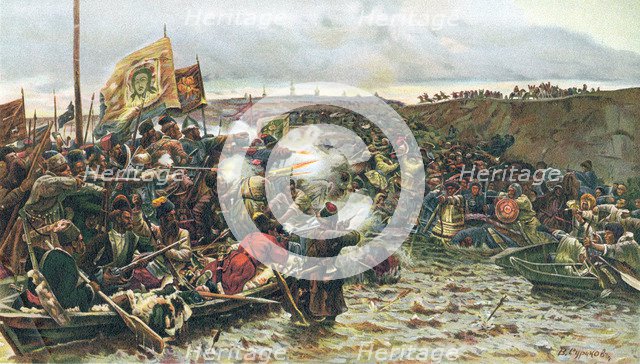 Beginning of the Russian conquest of Siberia, 1580 (c1900). Artist: Unknown