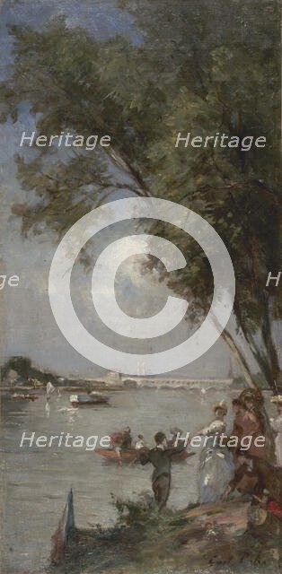 Esquisse pour le salon des Arts de l'Hôtel de Ville de Paris : La Seine au Bas-Meudon, c.1889. Creator: Gustave Colin.