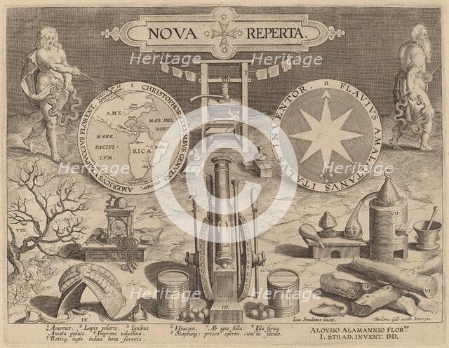 Title Page for "New Discoveries", c. 1580/1590. Creator: Theodoor Galle.