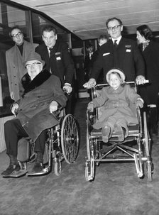 British actor and film director Charlie Chaplin arrives at Heathrow Airport, London, 1972. Artist: Unknown
